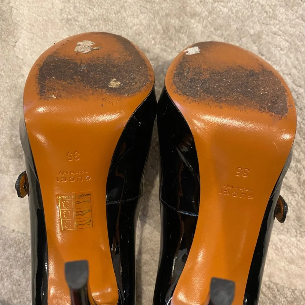 ๐ฏ Authentic Gucci Platform Patent Black Mary Jane Pump size 35 - Picture 7 of 8